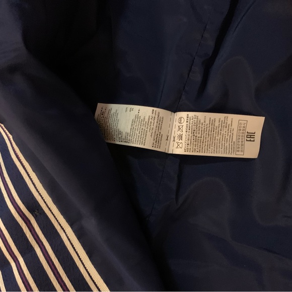 Banana Republic Blazer Satin Blue Burgundy White Stripes Size 10 - Picture 6 of 7